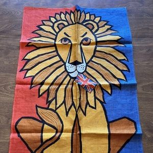 Lion Holding Union Jack British Flag Royal Vintage Linen Kitchen Towel Groovy